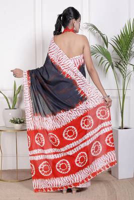 Tie die printed  cotton ethnic saree for woman 2