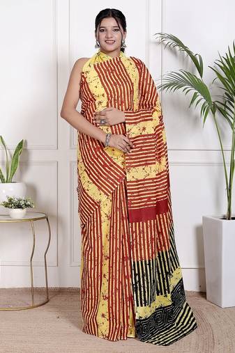 Tie diy printed pure cotton ethnic saree for woman