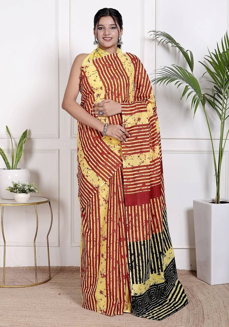 Tie diy printed pure cotton ethnic saree for woman