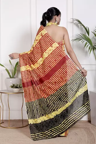 Tie diy printed  cotton ethnic saree for woman