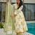 Light lemon cotton printed  printed anarkali