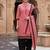 Pink printed cotton blend stitched geometric print salwar kurta dupatta for women