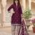 Purple printed cotton blend stitched geometric print salwar kurta dupatta for women