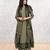 Dark green cotton printed printed anarkali