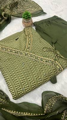 Dark green cotton printed printed anarkali 3