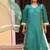 Turquoise silk embroidered suit set