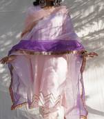 Baby pink cotton silk embroidered pant with duptta
