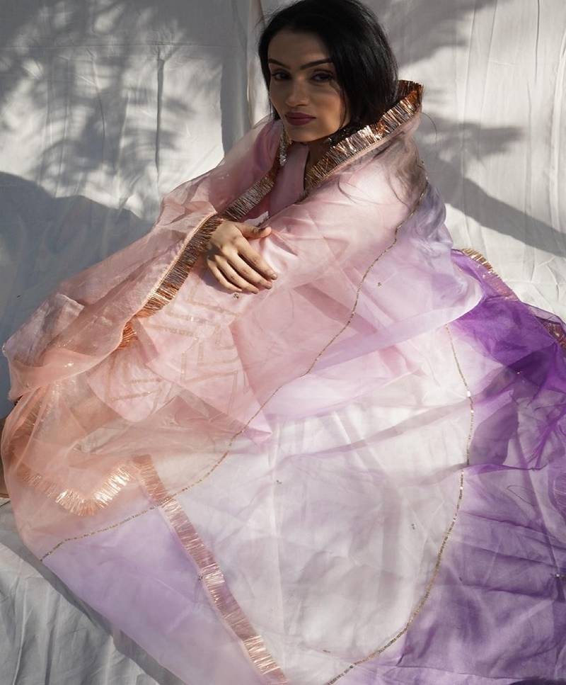 Baby pink cotton silk embroidered pant with duptta