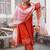 Light hot pink cotton silk embroidered kurta pant with duptta