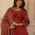 Blood red cotton printed printed duptta suit set