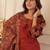 Blood red cotton printed printed duptta suit set