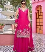 Star georgette new designer kurti moti work & plazzo - dupatta pair