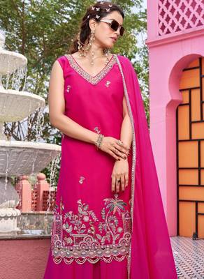 pink star georgette salwar suit with embroidery work 4