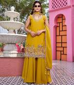 Star georgette new designer kurti moti work & plazzo - dupatta pair