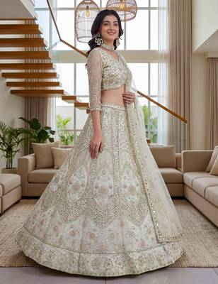off-white net lehenga with cording and sequins work 3