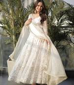 White embroidery full stitched anarkali suit
