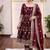 Maroon embroidery sequence full stitched gown