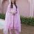 Pink embroidered cotton straight suit set