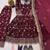 Maroon embroidery sequence full stitched gown