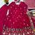 Red embroidery bids full stitched anarkali suit