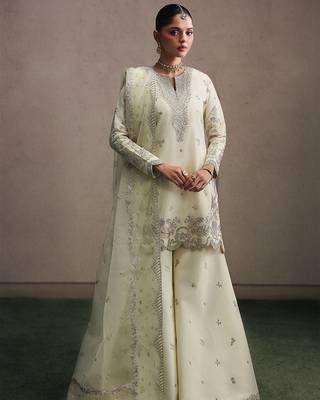 off white crepe embroidered sequin sharara set 3