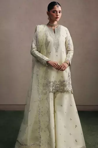 off white crepe embroidered sequin sharara set