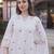 Off white embroidered cotton straight suit set