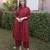 Maroon embroidered cotton straight suit set