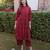 Maroon embroidered cotton straight suit set