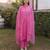Hot pink embroidered cotton straight suit set