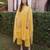 Yellow embroidered cotton straight suit set