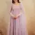 lavender organza anarkali suit set with beads embroidery