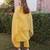Yellow embroidered cotton straight suit set