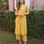 Yellow embroidered cotton straight suit set
