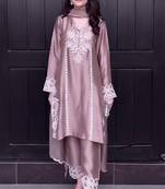 Pink embroidery moti full stitched farshi salwar