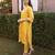 Yellow embroidered linen straight suit set