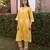 Yellow embroidered linen straight suit set