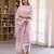 Lilac embroidered linen straight suit set