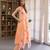 Peach embroidered mulmul anarkali set