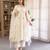 Off white embroidered mulmul anarkali set