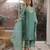 Green embroidered viscose straight suit set