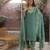 Green embroidered viscose straight suit set