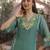 Green embroidered viscose straight suit set
