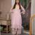 Baby pink embroidered viscose straight suit set