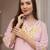 Baby pink embroidered viscose straight suit set