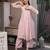 Light pink embroidered mul chanderi straight suit set