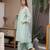 Sea green embroidered mul chanderi straight suit set