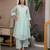 Sea green embroidered mul chanderi straight suit set