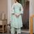 Sea green embroidered mul chanderi straight suit set