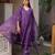 Purple embroidered chanderi straight suit set
